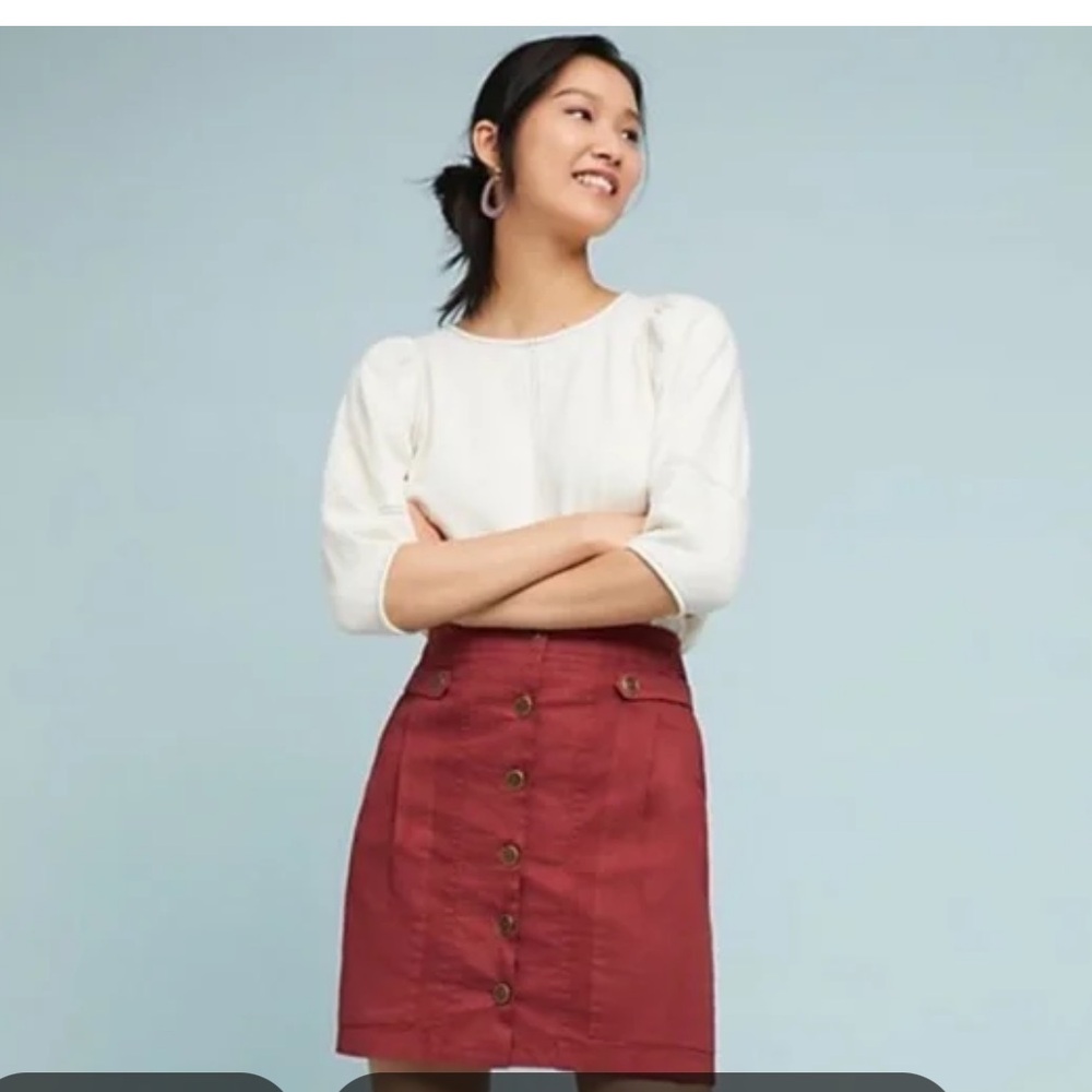 Anthropolgie’s Amadi burgundy skirt